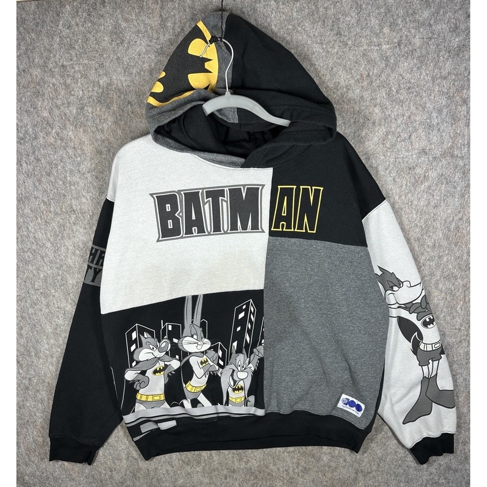 Warner Bros 100 Batman Looney Tunes Hoodie Mens XL Colorblock Gotham City